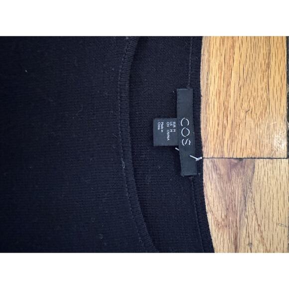 COS Black Knitted Midi Jumper sweater wool Dress With Leather detail size M wow! - Picture 6 of 8